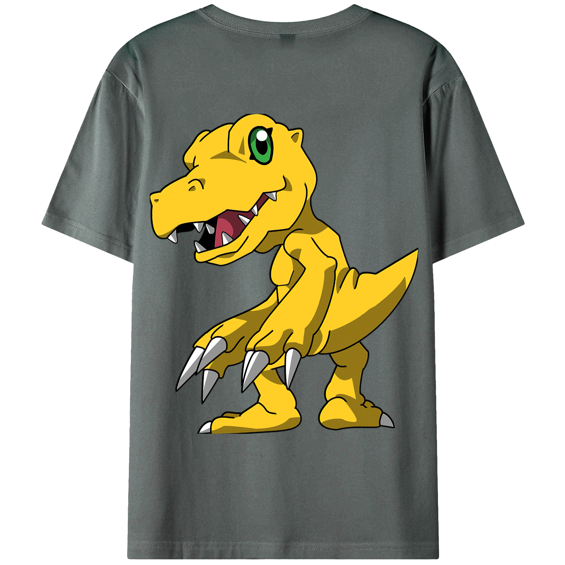 （画像用） Digimon デジタルモンスター/デジモン 綿100％ メンズ半袖Tシャツ（バックプリント） 通気性